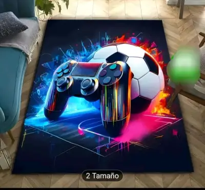 Alfombra gamer negra con diseño - miniatura 4