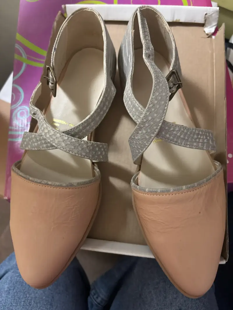 Bailarinas beige con tiras confección chilena - 1