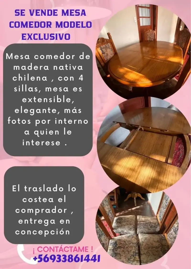 Mesa comedor madera nativa