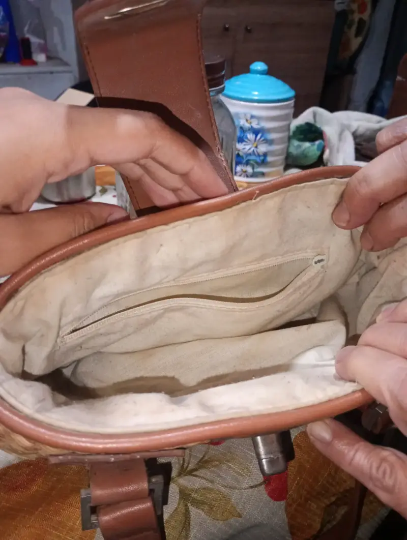 Cartera de mimbre y cuero - 3