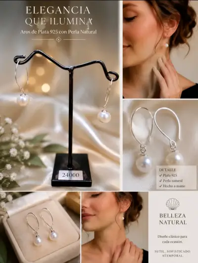Aros de plata 925 con perla - miniatura 1