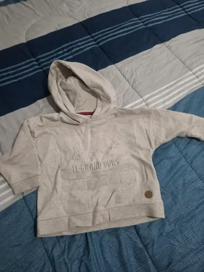 Polerón beige infantil con capucha 18 meses - miniatura 1