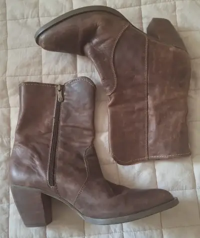 Botines de cuero marrón - miniatura 1