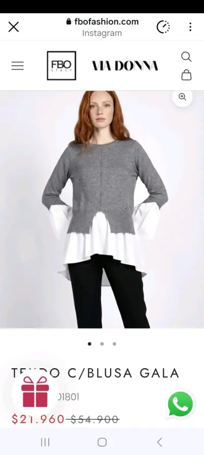 Jersey gris con blusa gala - miniatura 1