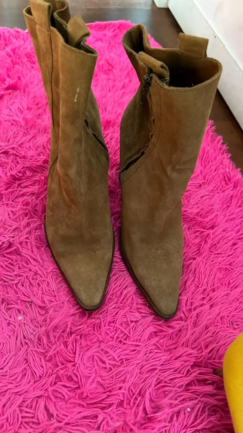 Botines de cuero camel con taco - 2