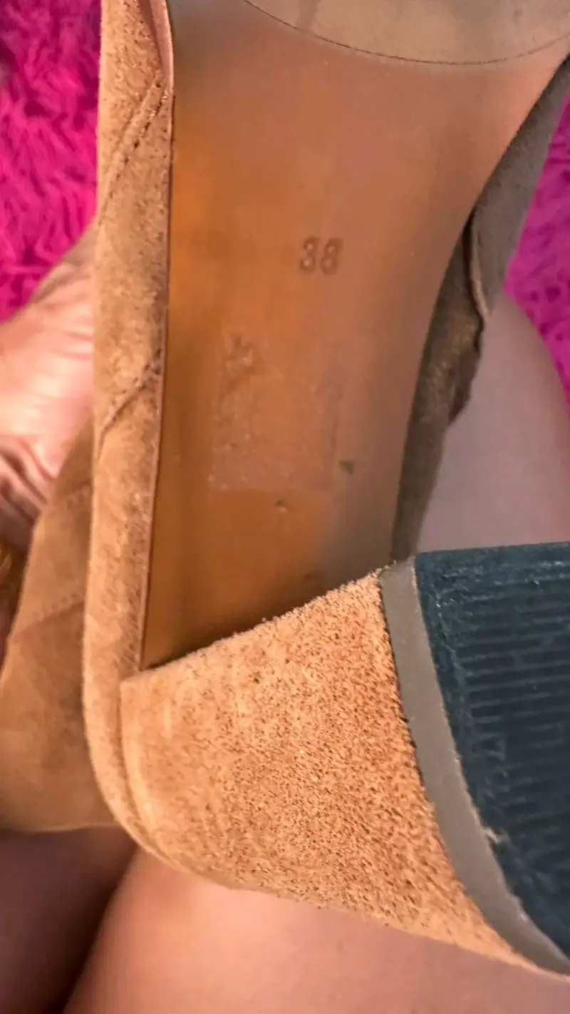 Botines de cuero camel con taco - 3