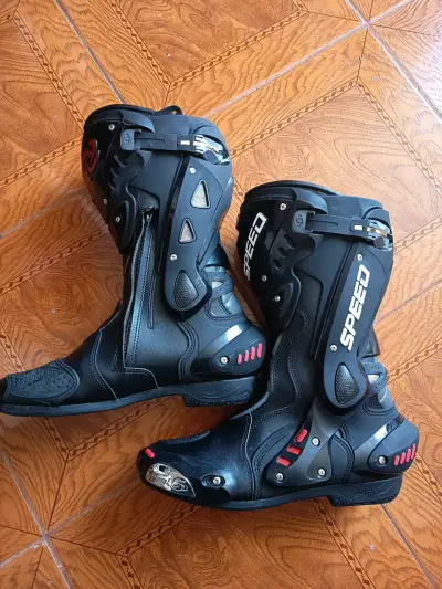 Botas de motociclista Speed negras - miniatura 1