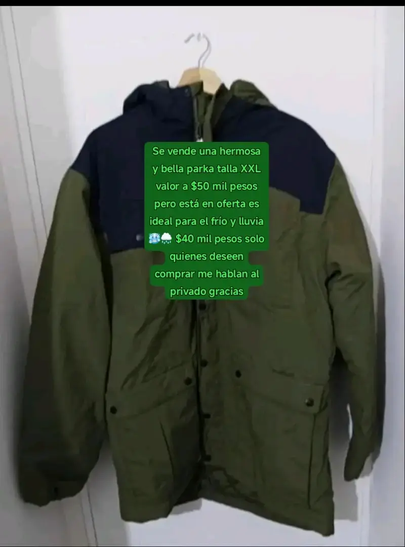 Parka verde talla XXL impermeable - 1