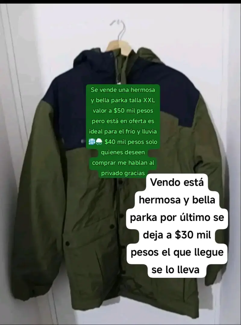 Parka verde talla XXL impermeable - 2
