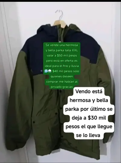 Parka verde talla XXL impermeable - miniatura 2