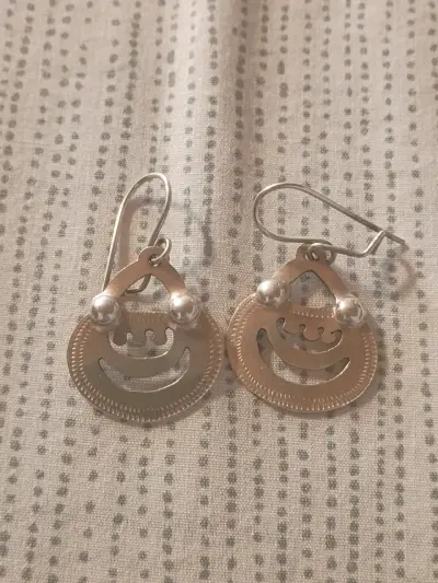 Aros de plata con diseño mapuche - miniatura 1