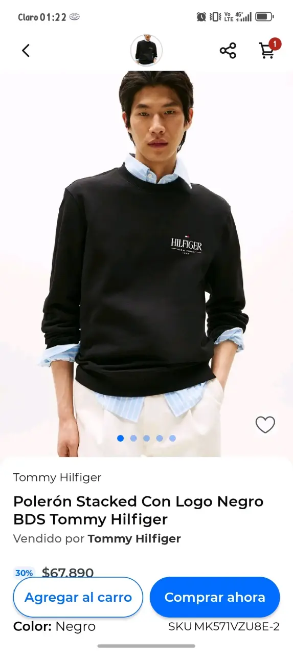 Polerón gris negro Tommy Hilfiger - 2