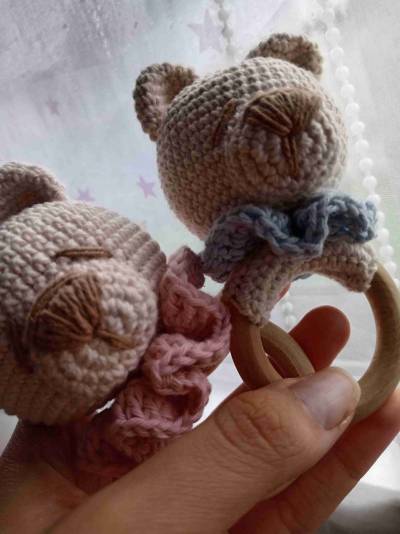 Sonajeros osito de crochet - miniatura 1