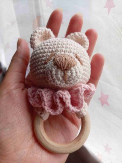 Sonajeros osito de crochet - miniatura 2