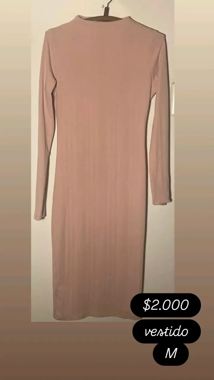 Vestido rosa manga larga - 1