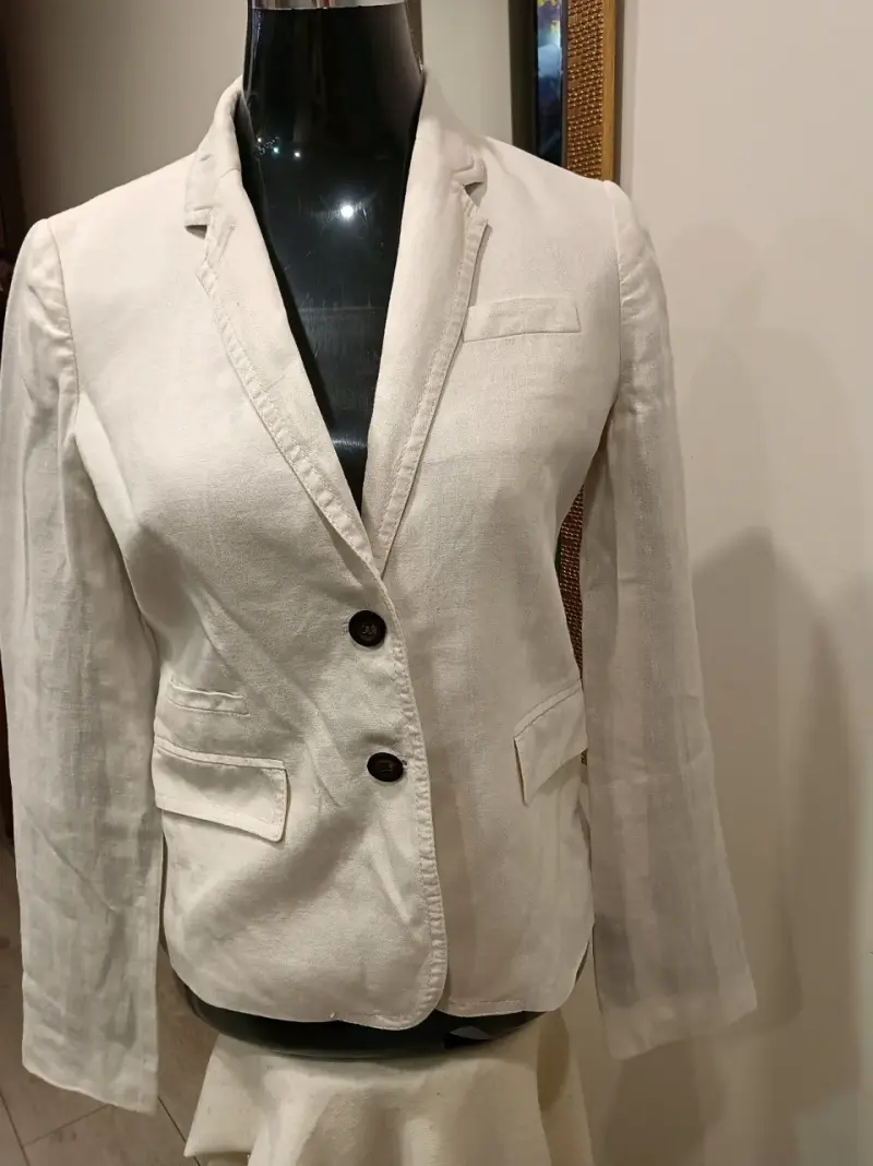 Blazer blanco de lino mujer - 1