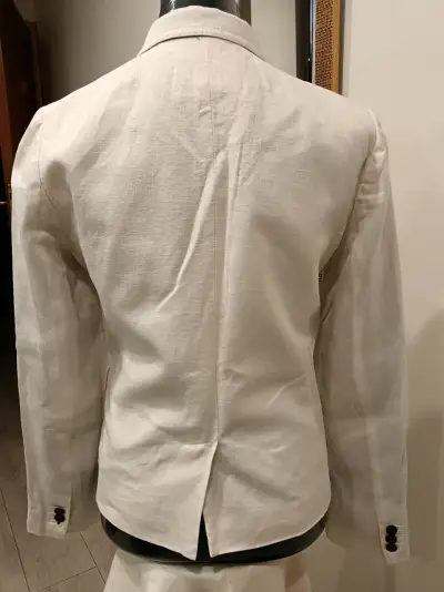Blazer blanco de lino mujer - miniatura 2