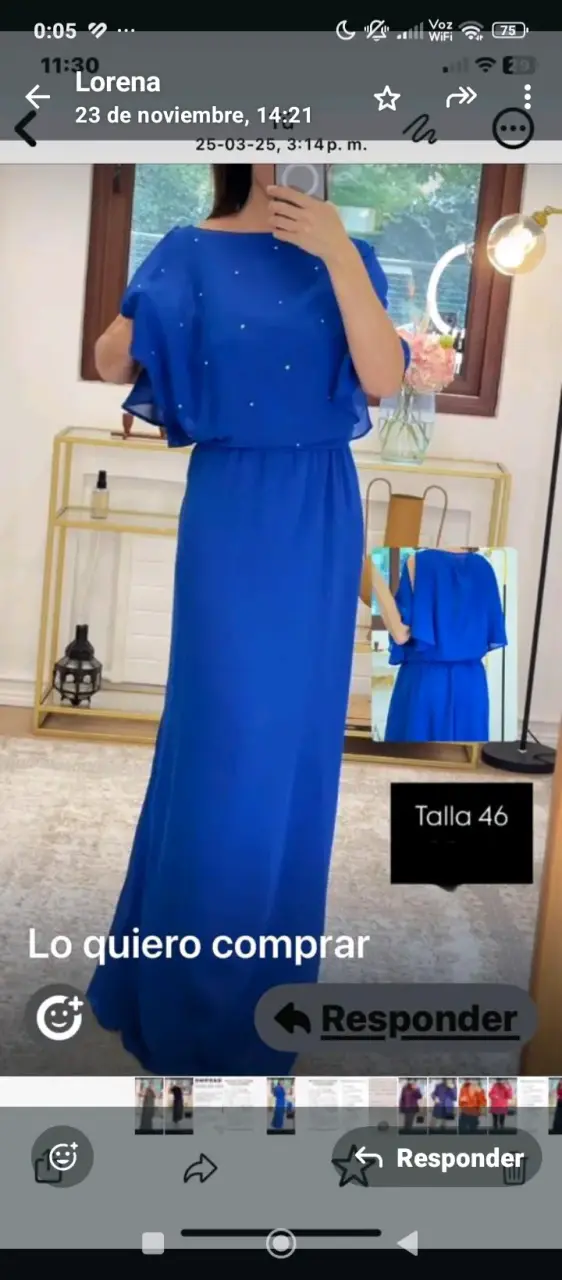 Vestido azul largo elegante - 1