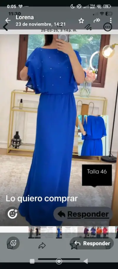 Vestido azul largo elegante - miniatura 1