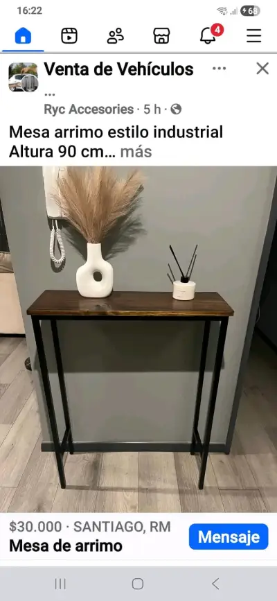 Mesa arrimo estilo industrial - miniatura 1