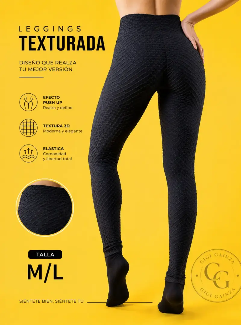 Leggings texturados negros
