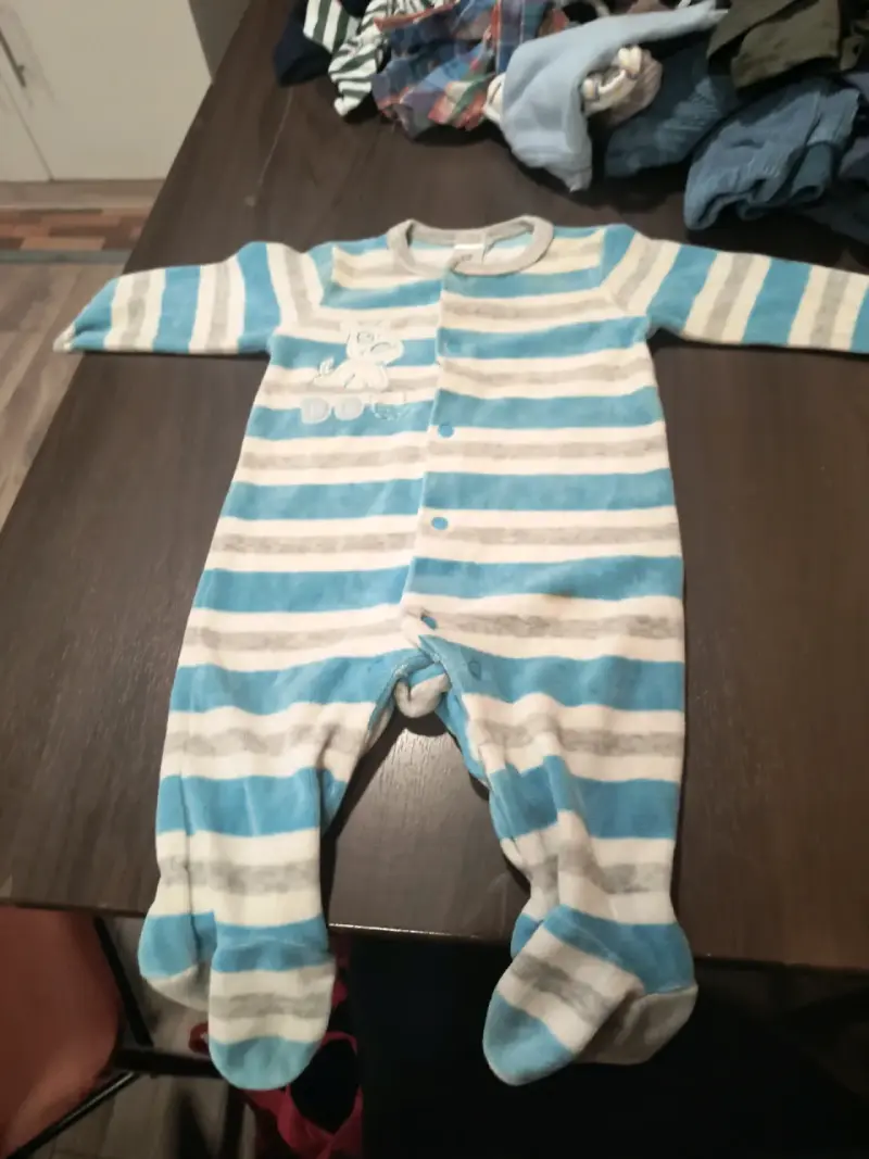 Pijama bebé rayas azul - 1
