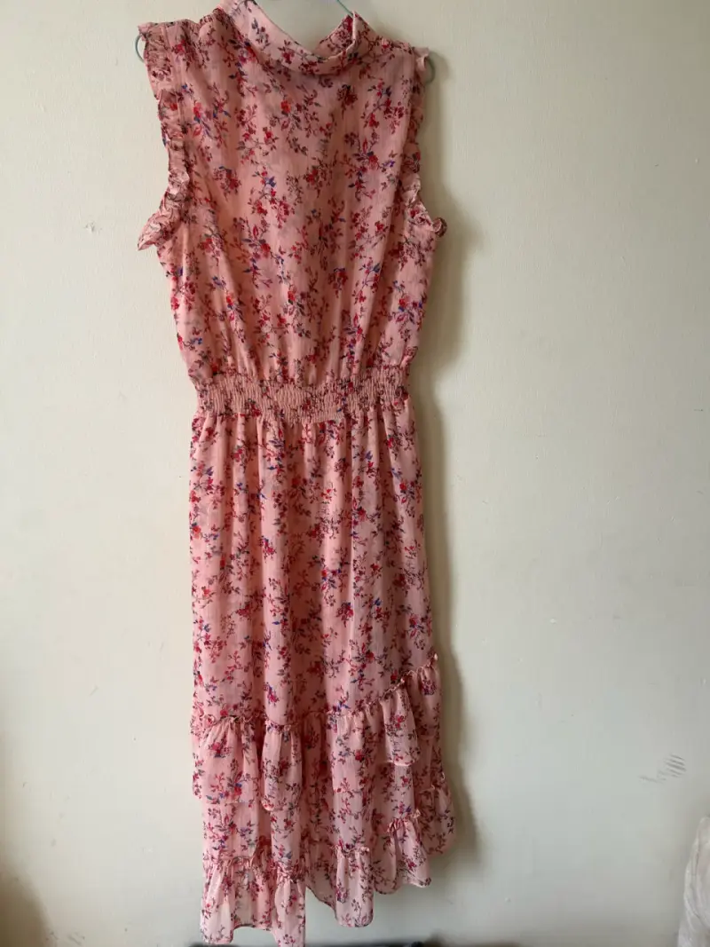 Vestido rosa floreado sin mangas talla M/L - 2