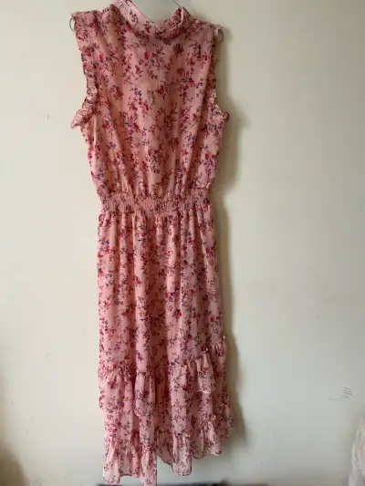 Vestido rosa floreado sin mangas talla M/L - miniatura 2