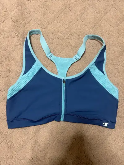 Sostén deportivo azul con cierre talla M/L - miniatura 1