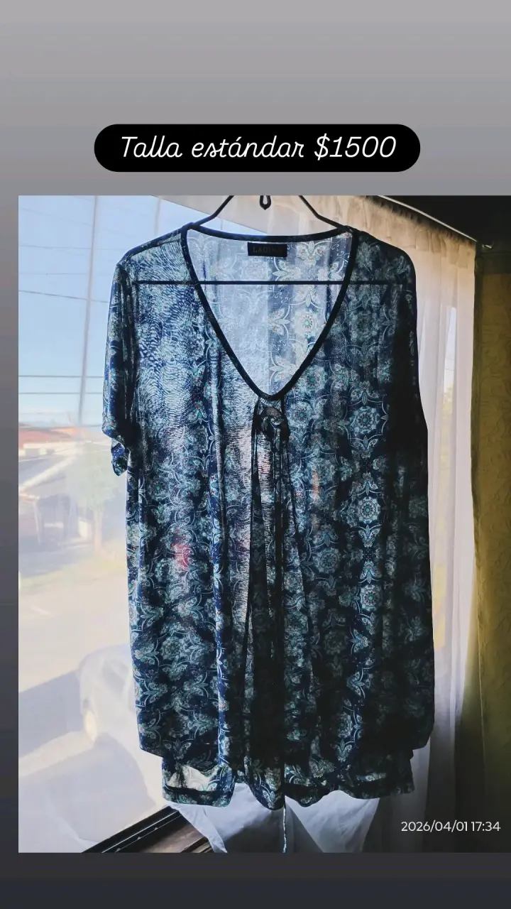 Blusa transparente azul estampada