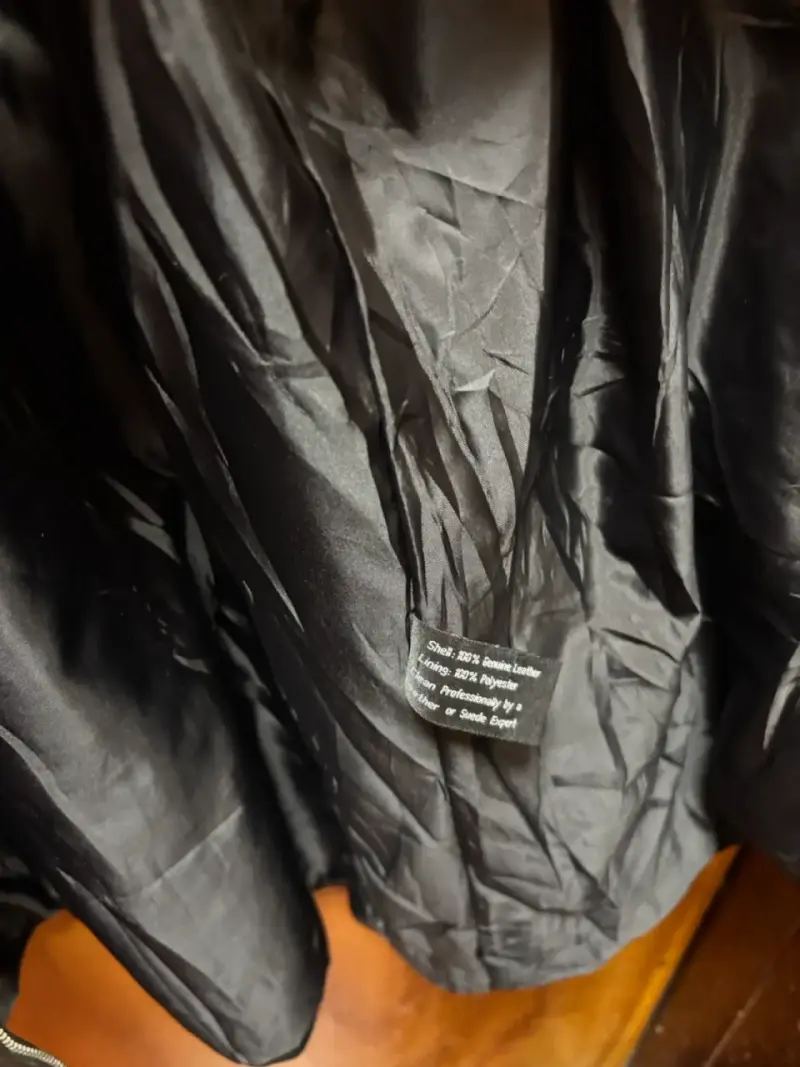 Chaqueta de cuero genuino negra - 5
