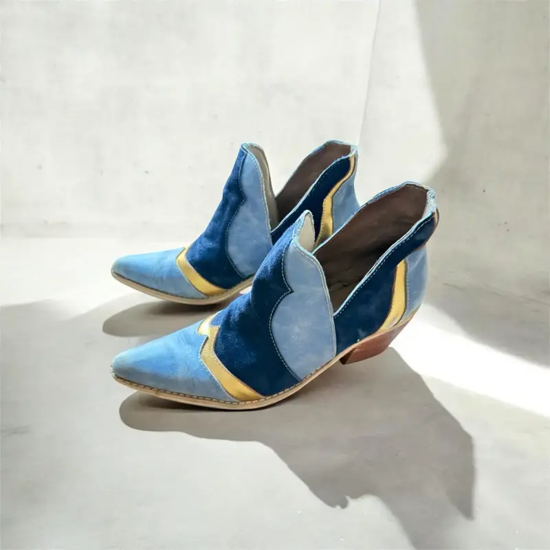 Botines vaqueros azul y oro