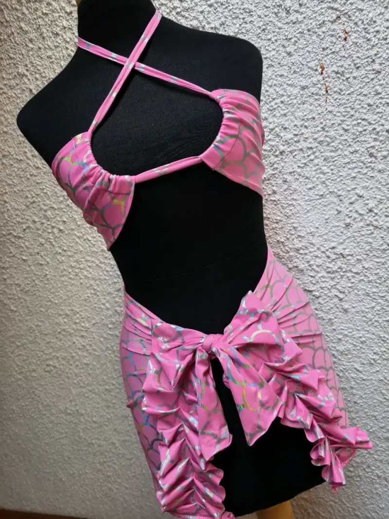 Conjunto bikini rosa estampado - 1