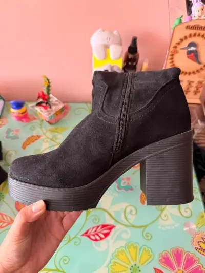 Botines de mujer negros con taco - miniatura 1