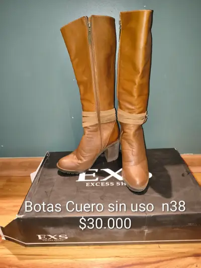 Botas de cuero marrón nuevas - miniatura 1