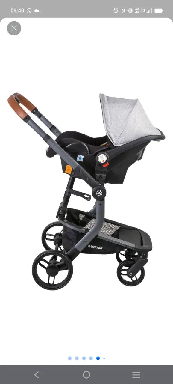 Coche de bebé gris con silla - 6