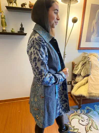 Abrigo estampado azul mujer - miniatura 1
