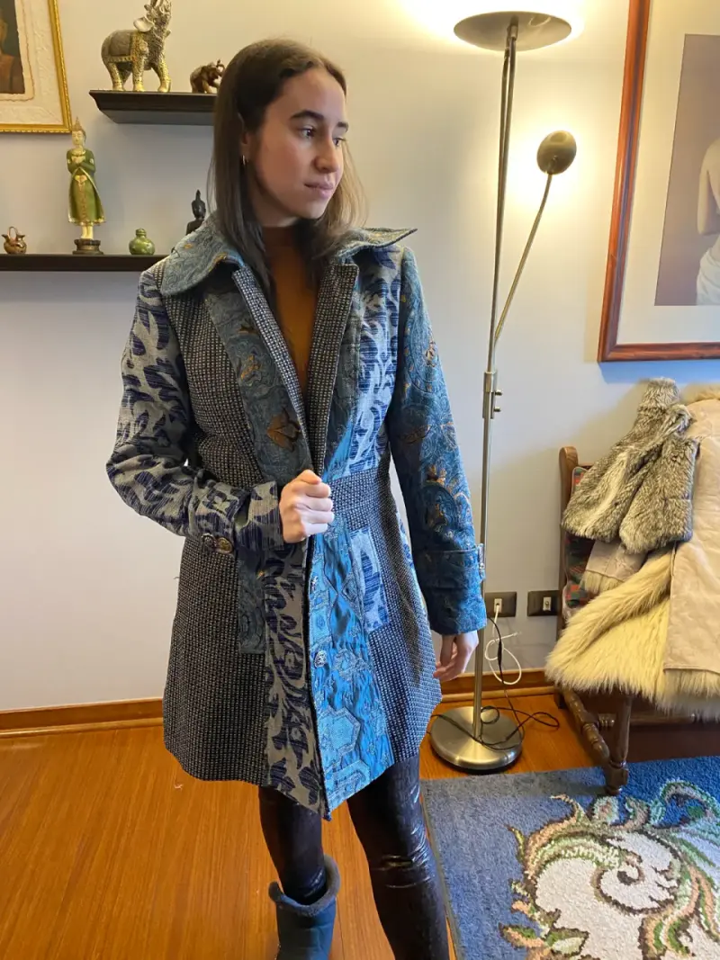 Abrigo estampado azul mujer - 3