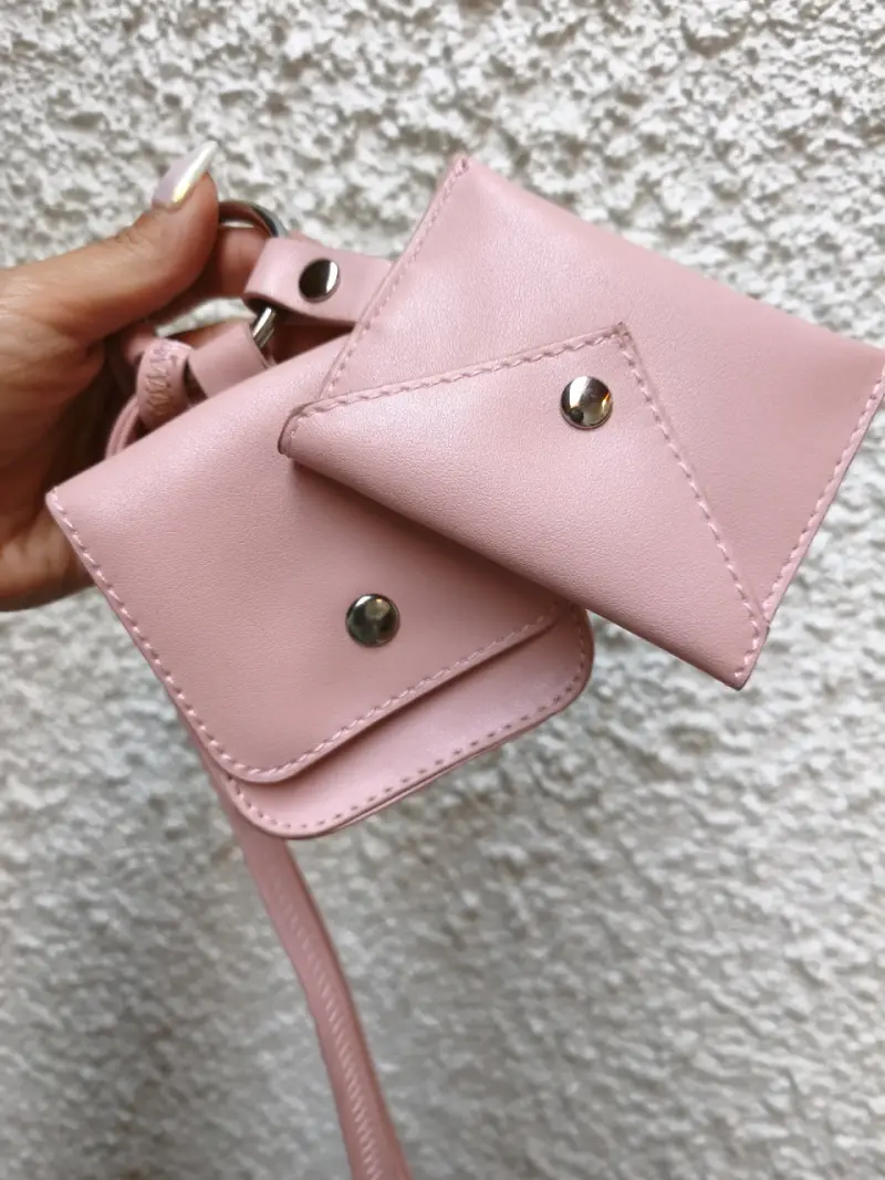 Mini bolso billetera rosa