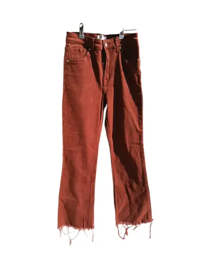 Jeans color teja con ruedo deshilachado - miniatura 1