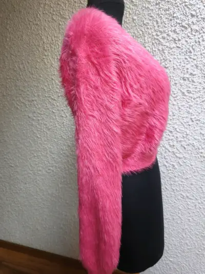 Cárdigan rosa de peluche con botones - miniatura 5