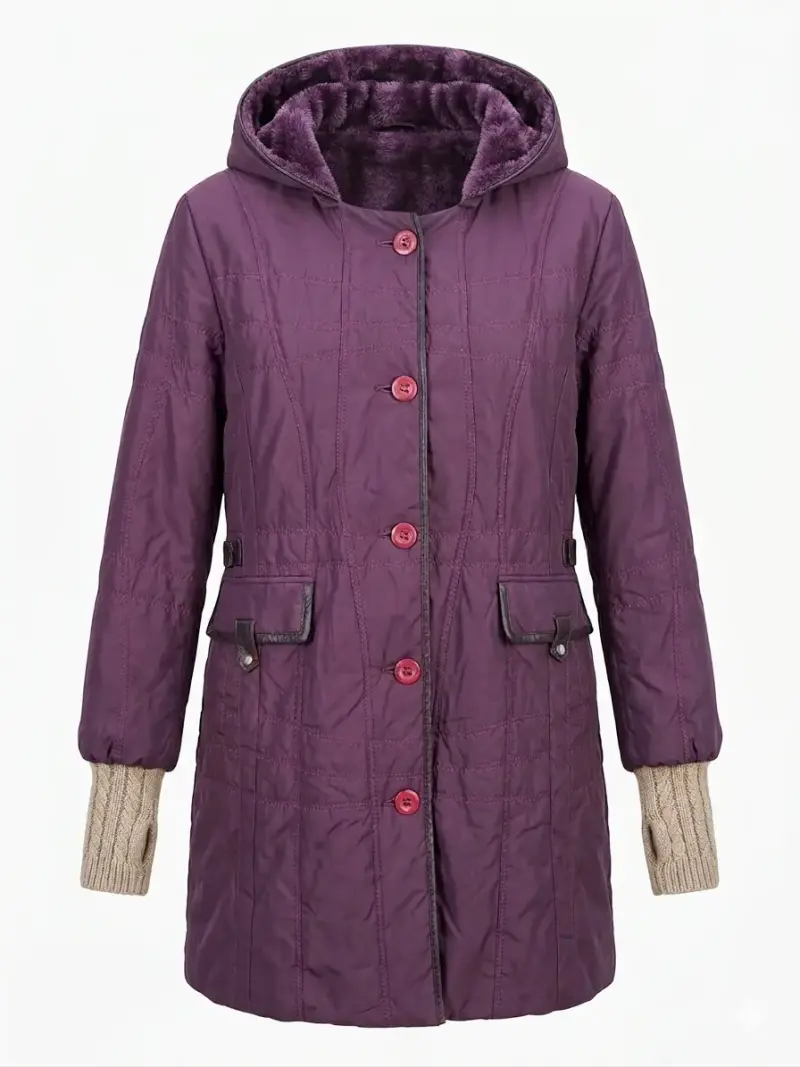 Abrigo morado con capucha - 1