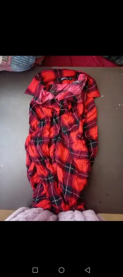 Camisa a cuadros roja mujer y morada - miniatura 3