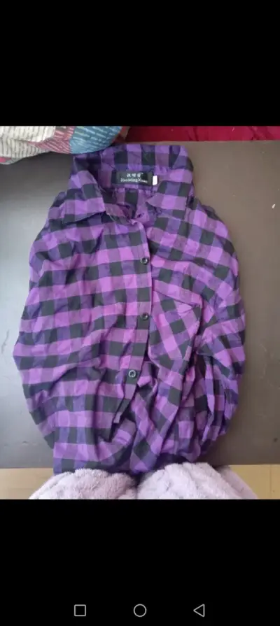 Camisa a cuadros roja mujer y morada - miniatura 4