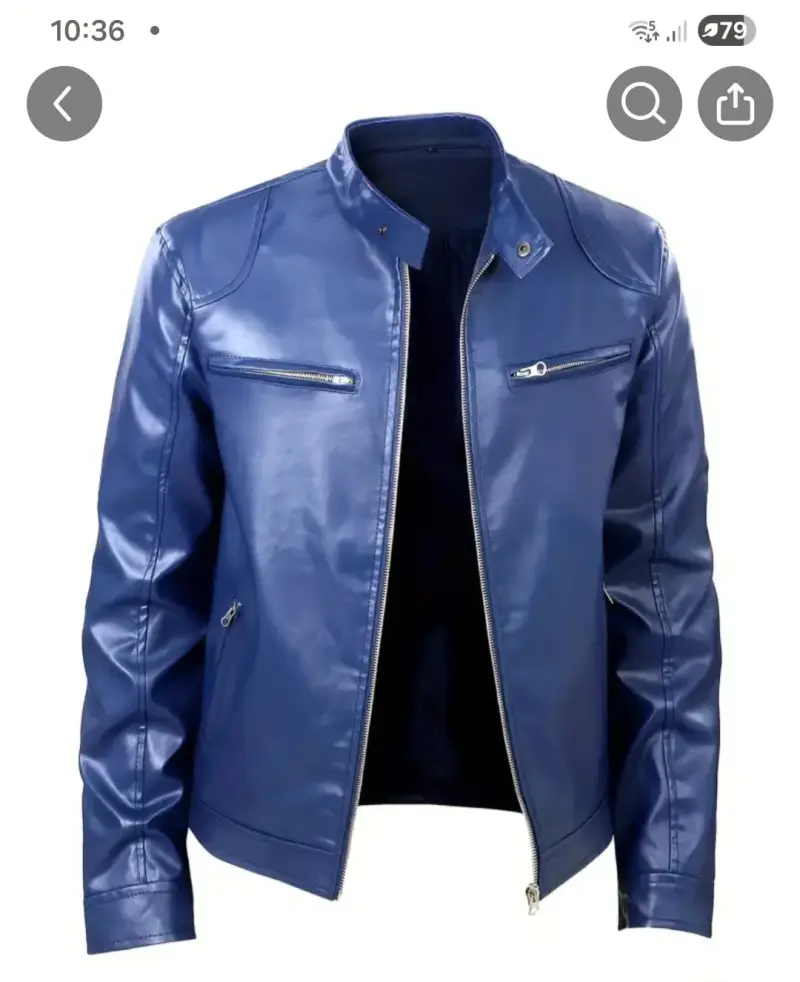 Chaqueta azul de cuero sintético