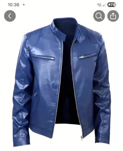 Chaqueta azul de cuero sintético - miniatura 1