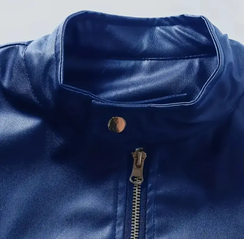 Chaqueta azul de cuero sintético - 2