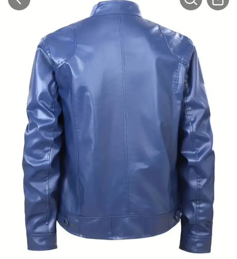 Chaqueta azul de cuero sintético - 3