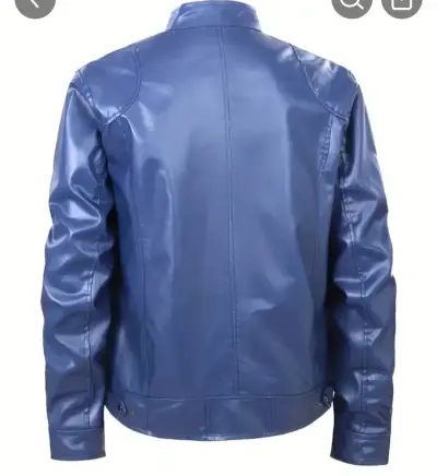 Chaqueta azul de cuero sintético - miniatura 3