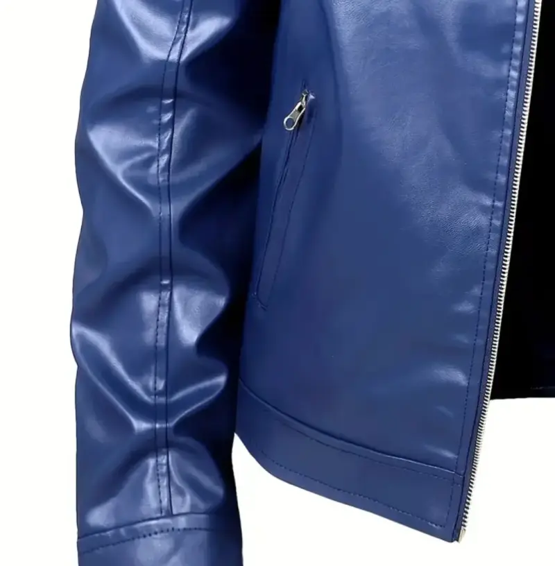 Chaqueta azul de cuero sintético - 5